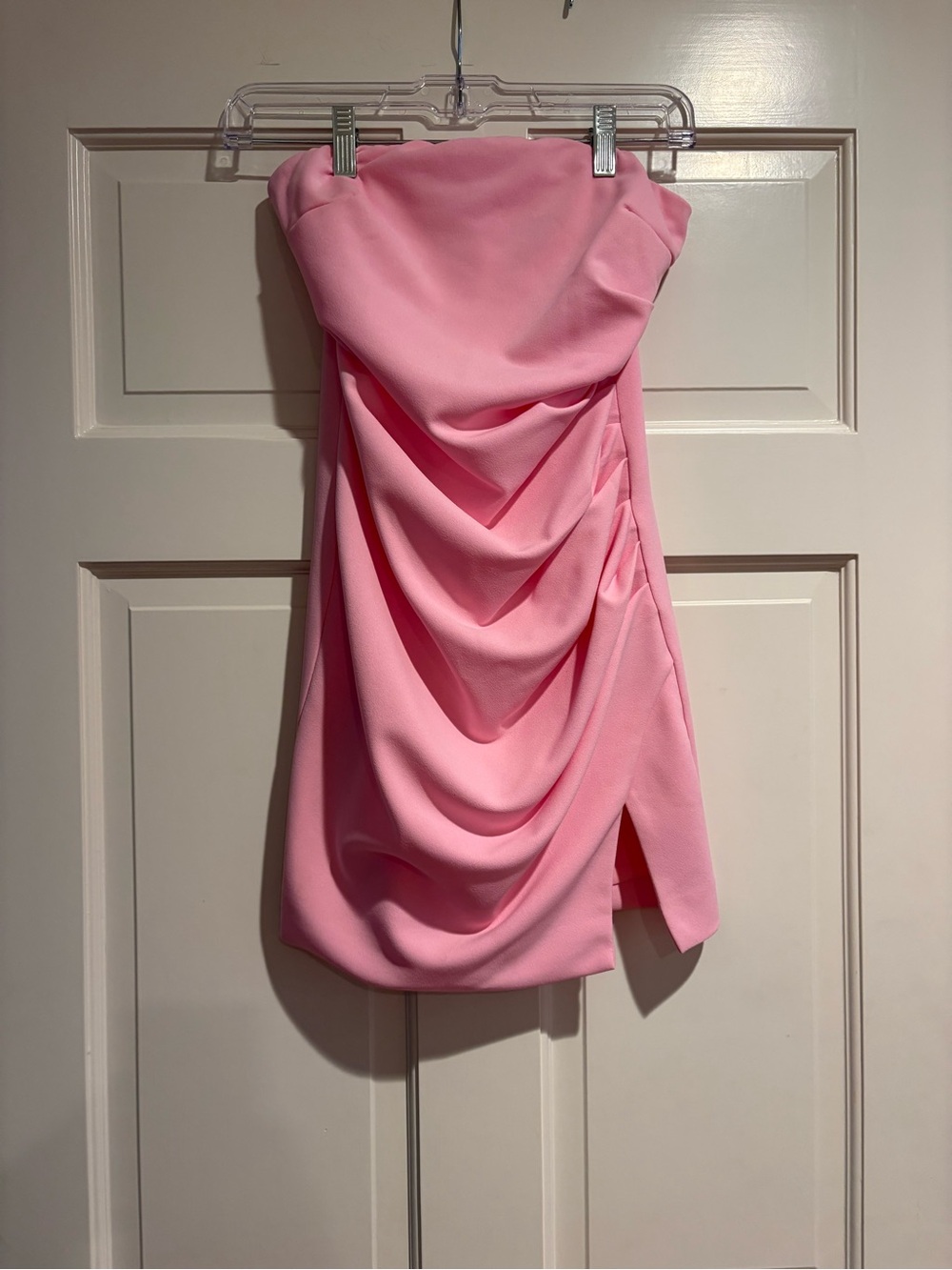 Lulu's Pink Strapless Draped Mini Dress